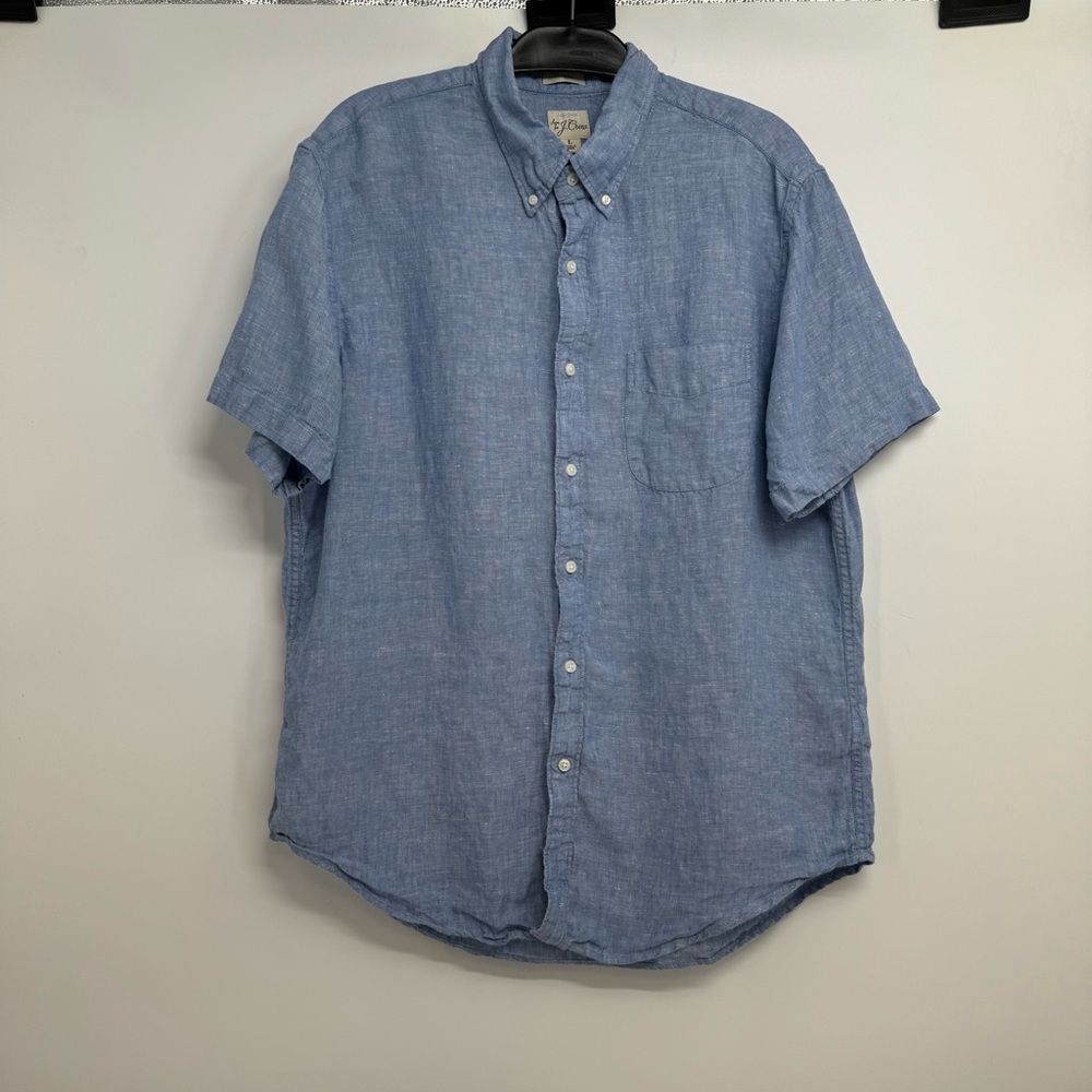 Baird McNutt J Crew Irish Linen Shirt Mens L Classic Fit Blue Lightweight BE546